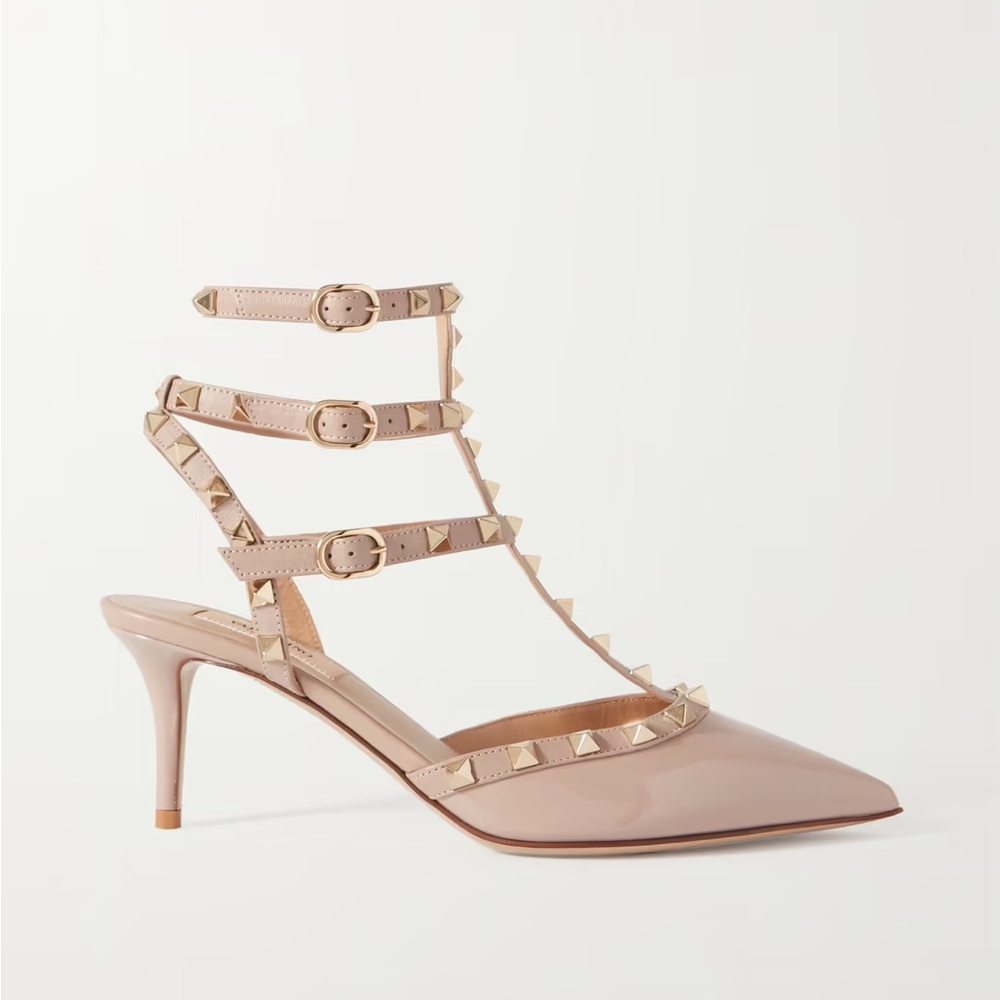 Valentino Rockstud Caged Nude Patent Leather Pumps 37.5 - Picture 2 of 7